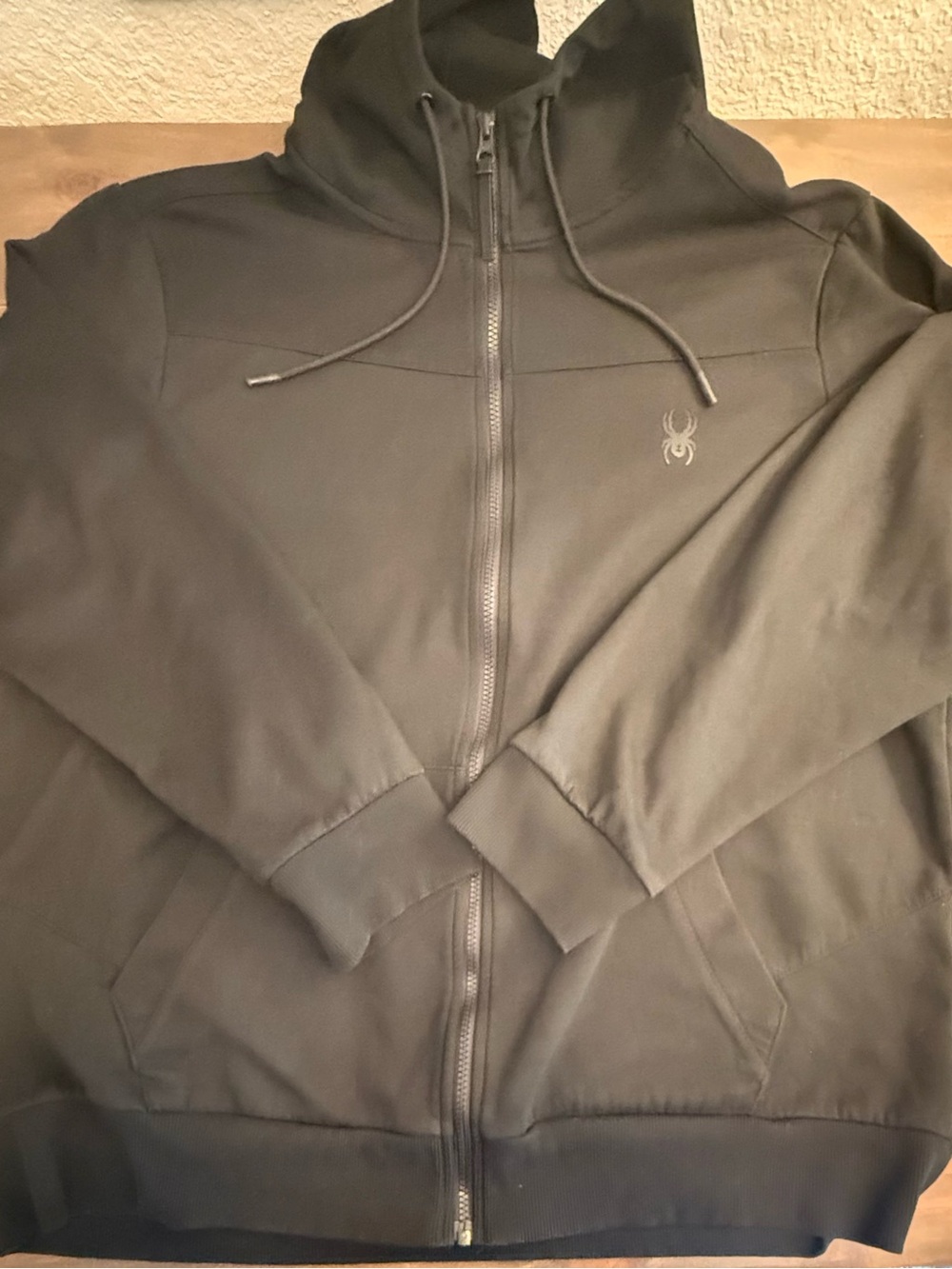 Spyder Men's Black Full-Zip Hoodie Sweater with High Collar
